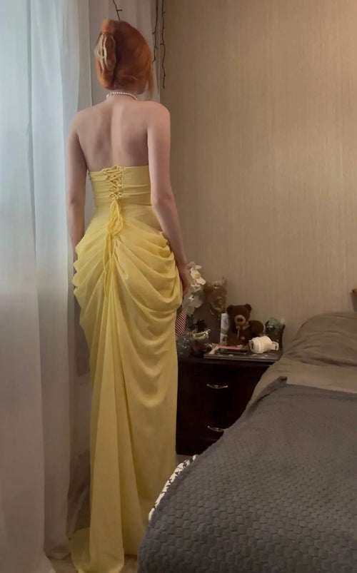Le Dhalia — Robe De Soirée Drapée Sans Bretelles — photo d'un client 2
